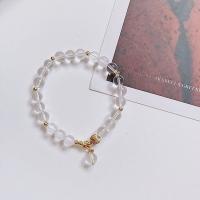 Quartz Bracelets, Clear Quartz, with Zinc Alloy, Round, gold color plated, fashion jewelry & for woman, clear Approx 18 cm 