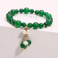 Quartz Bracelets, with Freshwater Pearl & Zinc Alloy, Round, gold color plated, fashion jewelry & for woman Approx 18 cm 