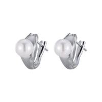 Sterling Silver Drop Earring, 925 Sterling Silver, with Plastic Pearl, fashion jewelry & for woman, 12.6mm,6.15mm 