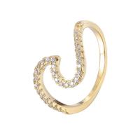 Латунное кольцо с стразами, Латунь, плакирован золотом, разный размер для выбора & Женский & со стразами, Золотой, продается PC