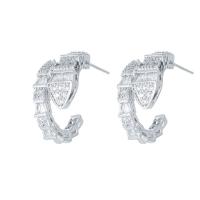 Cubic Zirconia Micro Pave Brass Earring, silver color plated, fashion jewelry & micro pave cubic zirconia & for woman, silver color 