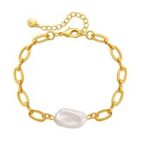 Bracelets coquillage de mer du sud, laiton, avec Shell Pearl, avec 2.36inch chaînes de rallonge, Plaqué or 18K, bijoux de mode & pour femme, doré, 11mm Environ 6.49 pouce, Vendu par PC