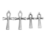 Stainless Steel Cross Pendants, 304 Stainless Steel, Ankh Cross, polished, DIY original color 