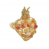 Gemstone Brass Finger Ring, with Natural Stone, Strawberry, gold color plated, fashion jewelry & for woman US Ring 