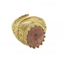 Gemstone Brass Finger Ring, with Natural Stone, gold color plated, fashion jewelry & for woman US Ring [