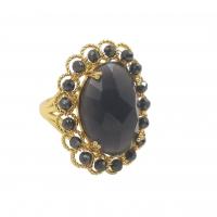 Edelstein Messing Finger Ring, mit Naturstein, goldfarben plattiert, Modeschmuck & für Frau, keine, 3x3mm,15x22mm, Größe:8, verkauft von PC