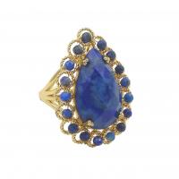 Gemstone Brass Finger Ring, with Natural Stone, Teardrop, gold color plated, fashion jewelry & for woman US Ring 