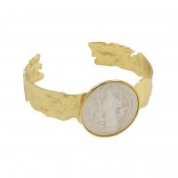 Brass Cuff Bangle, with Shell, gold color plated, fashion jewelry & for woman Inner Approx 57mm 