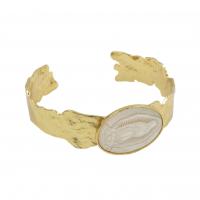 Brass Cuff Bangle, with Shell, gold color plated, fashion jewelry & for woman Inner Approx 57mm 