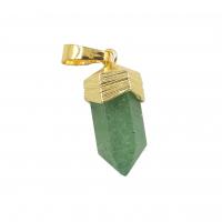 Gemstone Brass Pendants, with Natural Stone, Conical, gold color plated, DIY 