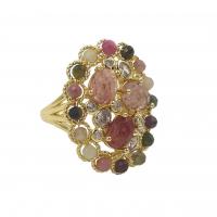 Edelstein Messing Finger Ring, mit Naturstein, oval, goldfarben plattiert, Modeschmuck & für Frau, keine, 24x30mm, Größe:7, verkauft von PC