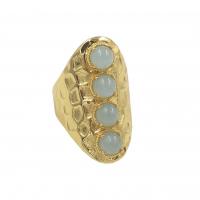 Edelstein Messing Finger Ring, mit Naturstein, goldfarben plattiert, Modeschmuck & für Frau, keine, 6x6mm, Größe:7, verkauft von PC