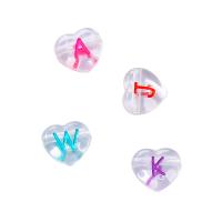 Acryl Alphabet Perlen, Herz, DIY, Zufällige Farbe, 11x11mm, ca. 100PCs/Tasche, verkauft von Tasche