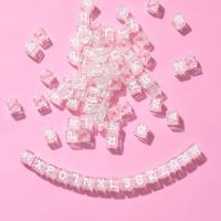Acryl Alphabet Perlen, Quadrat, DIY, weiß, 6x6mm, 100PCs/Tasche, verkauft von Tasche[