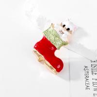 Broche de bijoux de Noël, alliage de zinc, avec émail, chaussette de noël, Conception de Noël & pour femme & avec strass Vendu par PC