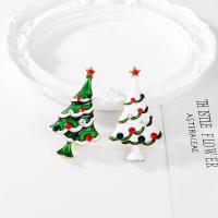 Weihnachten Schmuck Brosche, Zinklegierung, mit Emaille, Weihnachtsbaum, plattiert, Weihnachts-Design & für Frau & mit Strass, keine, 28x48mm, verkauft von PC