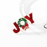 Broche Joyería Navidad, aleación de zinc, con esmalte, Diseño de Navidad & para mujer & con diamantes de imitación, 55x28mm, Vendido por UD
