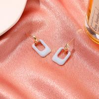 Enamel Zinc Alloy Drop Earring, with enamel, Square, plated, fashion jewelry & for woman & hollow 