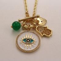 Evil Eye Jewelry Necklace, Brass, fashion jewelry & Unisex & micro pave cubic zirconia 
