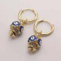 Evil Eye Earrings, Brass, fashion jewelry & micro pave cubic zirconia & for woman 