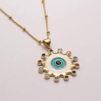 Evil Eye Jewelry Necklace, Brass, fashion jewelry & micro pave cubic zirconia 