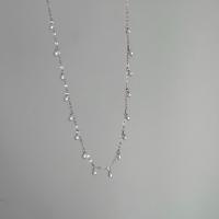 Sterling Silver Jewelry Necklace, 925 Sterling Silver, with Freshwater Pearl, fashion jewelry & for woman Approx 42.5 cm 