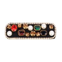 Hair Snap Clips, Crystal, with Plastic Pearl & Zinc Alloy, handmade, Korean style & for woman & with rhinestone 