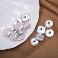 perle d'eau douce cultivée Bouton snap, Baroque, DIY & styles différents pour le choix, blanc, 10-11mm, Vendu par PC