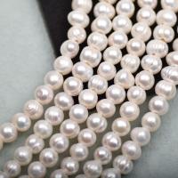 Naturel d'eau douce perles, perle d'eau douce cultivée, Légèrement rond, DIY, blanc, 9-10mm Environ 36-38 cm, Vendu par brin
