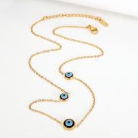 Evil Eye Schmuck Halskette, Titanstahl, Vakuum-Ionen-Beschichtung, Modeschmuck & für Frau, goldfarben, Länge:ca. 45 cm, verkauft von PC