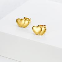 Titanium Steel Earrings, Heart, Vacuum Ion Plating, fashion jewelry & for woman, golden 