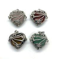 Gemstone Zinc Alloy Pendants, Natural Stone, with Zinc Alloy, Heart, silver color plated, DIY 