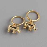 925 Sterling Silver Lever Back Earring, Rhinoceros, plated, fashion jewelry & for woman 20mm, Inner Approx 8.5mm 