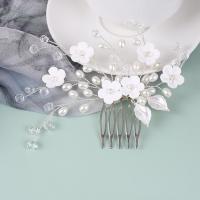 Peignes décoratifs, alliage de zinc, avec cristal & perle de plastique, bijoux de mode & pour femme Vendu par PC