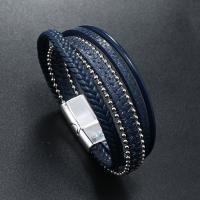 PU Leather Cord Bracelets, with Zinc Alloy, vintage & for man 25mm Approx 21 cm 