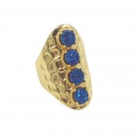 Brass Finger Ring, with Ice Quartz Agate, gold color plated, fashion jewelry & for woman US Ring 