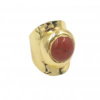 Edelstein Messing Finger Ring, mit Naturstein, goldfarben plattiert, Modeschmuck & für Frau, keine, 14x14mm, Größe:7, verkauft von PC