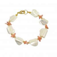 Gemstone Bracelets, Shell, with Gemstone & Brass, gold color plated, fashion jewelry & for woman 13-15mm Approx 200 mm 