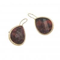 Gemstone Drop Earring, Brass, with Natural Stone, Teardrop, gold color plated, fashion jewelry & for woman 