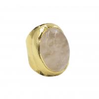 Gemstone Brass Finger Ring, with Natural Stone, gold color plated, fashion jewelry & for woman US Ring 
