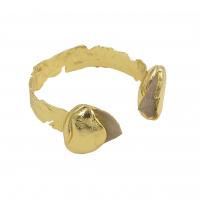 Brass Cuff Bangle, with Natural Shark Teeth​, gold color plated, fashion jewelry & for woman, 20-25x23-27mm, Inner Approx 58mm 