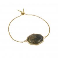 Bracelets en laiton, avec Labradorite, Placage de couleur d'or, bijoux de mode & réglable & pour femme Diamètre inté Environ 57mm, Vendu par PC
