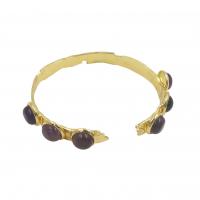 Brass Cuff Bangle, with Natural Stone, gold color plated, fashion jewelry & for woman Inner Approx 55mm 