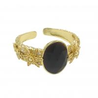 Brass Cuff Bangle, with Natural Stone, Oval, gold color plated, fashion jewelry & for woman Inner Approx 55mm 