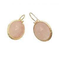 Gemstone Drop Earring, Brass, with Natural Stone, Oval, gold color plated, fashion jewelry & for woman earring stone x20mm 