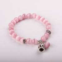 Cats Eye Bracelets, with Zinc Alloy, for woman, pink Approx 20 cm 