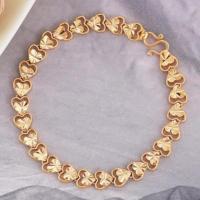 Brass Jewelry Necklace, Heart, gold color plated, for woman, 7mm Approx 19 cm 