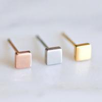 Stainless Steel Stud Earring, 316 Stainless Steel, Square, plated, for woman 