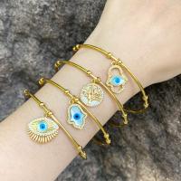 Evil Eye Jewelry Bracelet, Brass, plated, fashion jewelry & micro pave cubic zirconia Inner Approx 64mm 