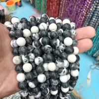 Zebra-Jaspis Perle, Zebra Jaspis, rund, DIY & verschiedene Größen vorhanden, weiß und schwarz, verkauft von Strang